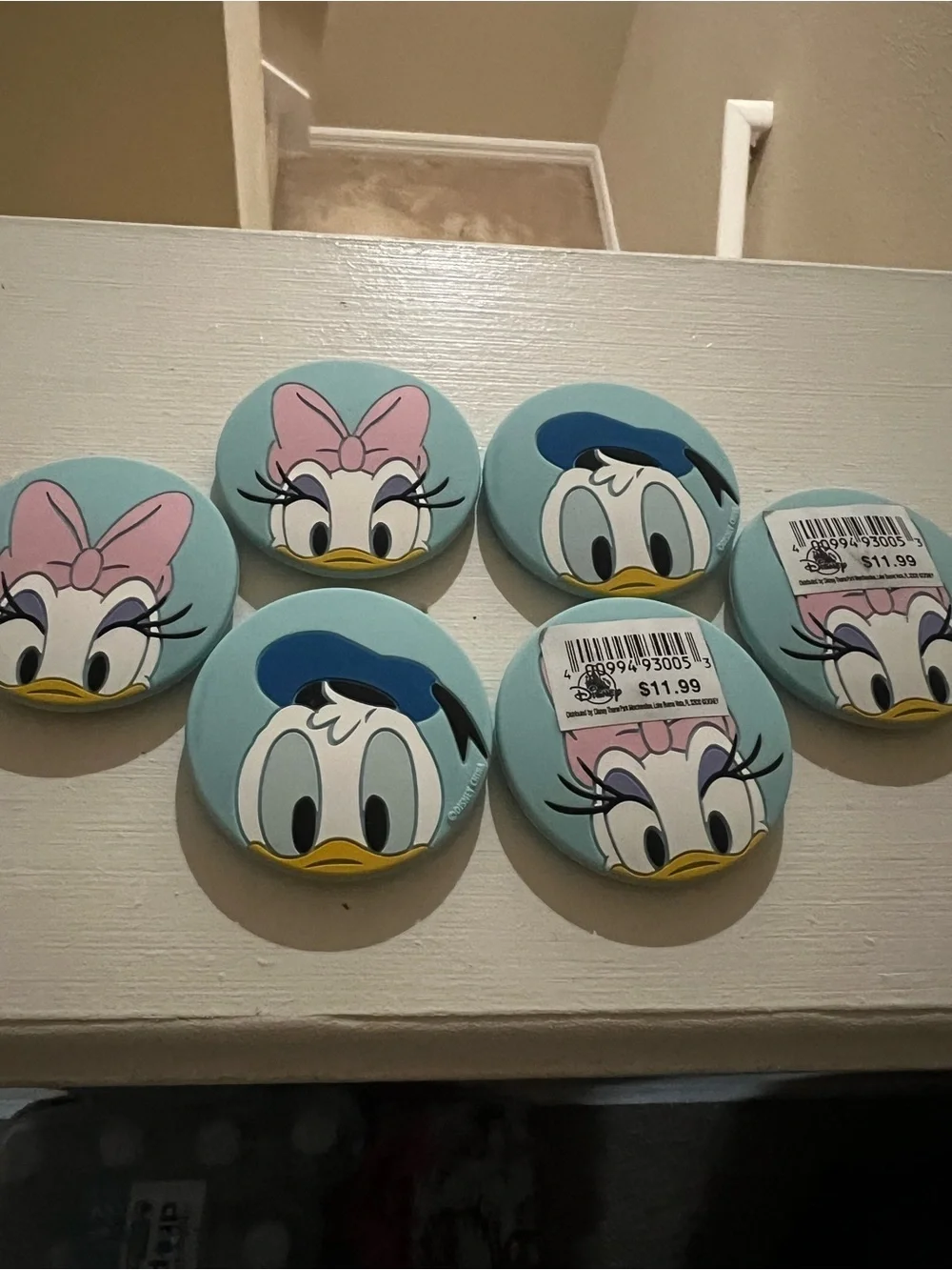 Disney Daisy & Donald Button Pin Set - Light Blue, Pink, Navy